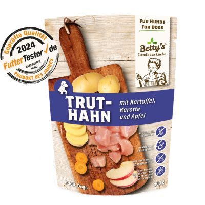 Thumbnail 1: Betty's Landhausküche Nassfutter für Hunde Truthahn mit Kartoffel 10x 300g im Frischebeutel