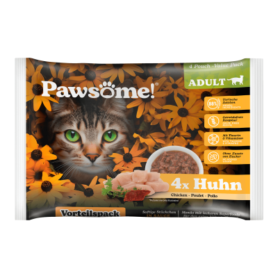 Pawsome!® Pawsome!® Adult Huhn 85g 4er Flowpack