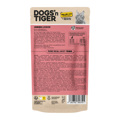 Thumbnail 4: Dogs'n Tiger Adult Katzenfutter, Firlefanz, Nassfutter für Katzen, Getreidefrei, Rind mit Truthahn & Karotte, 24x 125g