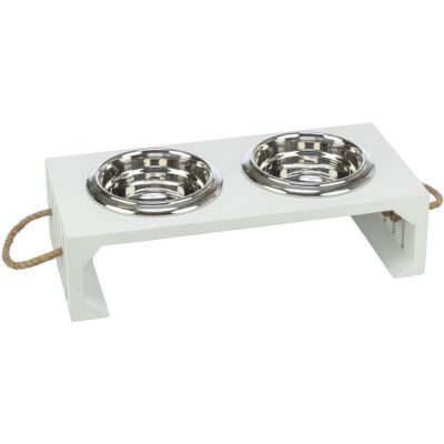 Thumbnail 3: TRIXIE BE NORDIC Napf-Set, MDF/Edelstahl 2 × 0,9 l/ø 17 cm/44 × 21 × 14 cm / Weiß