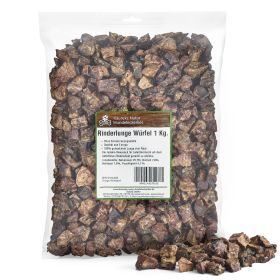 Kaureks Natur Hundeleckerlies Rinderlunge Würfel 1000g- fettarmer Kau-Snack-schonend getrocknet-getreidefrei