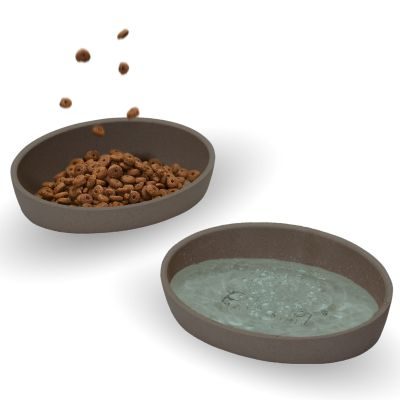 PIUPET Katzen Napf 2er Set I Futternapf Katze rutschfest I Katzennapf I spülmaschinengeeignet I Grau