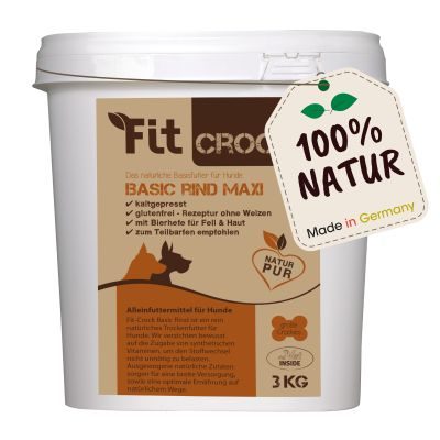 Fit-CROCK® Basic Rind Maxi 3 kg – Natürliches Trockenfutter mit Rind für empfindliche Hunde