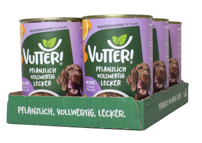 Vutter! Vutter! Hundefutter vegan | Nassfutter Wie Ente | glutenfrei | Alleinfuttermittel | 24x400g | für Hunde | veganes Hundefutter
