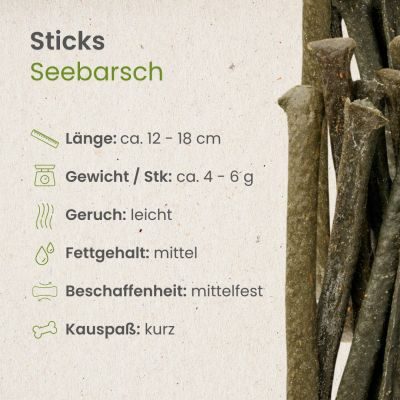 Thumbnail 4: kauartikel.com Seebarsch-Sticks - Hunde-Kauartikel - Hunde-Snack - Kausnack - Fisch-Leckerli
