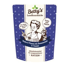 Betty's Landhausküche Katzennassfutter Huhn & Fasan mit Borretschöl 12x 250g im Frischebeutel