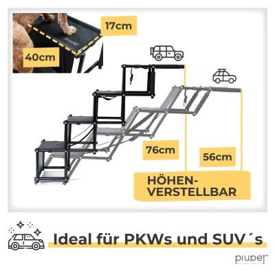 Thumbnail 5: PIUPET Klappbare Hundetreppe I Mobile Auto-Einstiegshilfe für große und kleine Hunde I Wasserabweisende PVC Hundeleiter für Sicherheit und Komfort
