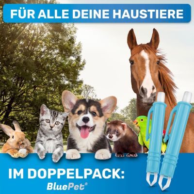Thumbnail 7: BluePet 2x Zeckenzange, Zeckenentferner - Tick tweezer - Zeckenpinzette - Zeckenzieher - 2er-Set - automatisches Greifen durch Knopf drücken/lösen