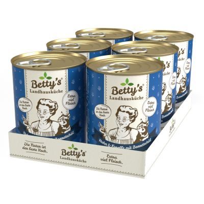 Thumbnail 3: Betty's Landhausküche Katzennassfutter Huhn & Forelle mit Borretschöl 12x 400g