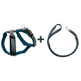 HUNTER MALDON Set Geschirr & Leine | XS , 15 | petrol/grau