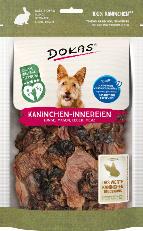 Dokas Kaninchen-Innereien BARF Snack für Hunde 7x 100g Multipack