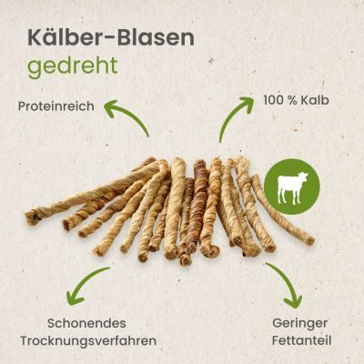 Thumbnail 5: kauartikel.com Kälber-Blasen, gedreht - Hunde-Kauartikel - Hunde-Snack - Kausnack - Kälber-Leckerli (Rind)
