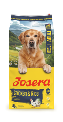 Josera Adult Chicken & Rice, glutenfreies Trockenfutter mit extra großer Krokette, 12,5kg