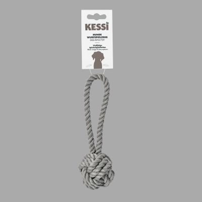 Thumbnail 4: KESSI Hundespielzeug KESSI Ball mit Handschlaufe Ø 6,5 cm (21 cm Gesamtlänge), grau/braun