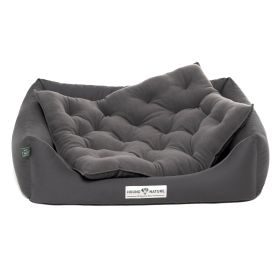 HOUND&NATURE SET: Hundebett ZÜRICH M dunkelgrau + wasserfestem Fleece-Matratzenüberzug