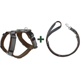 HUNTER MALDON UP Set Geschirr & Leine | XS-S , 20 | braun/grau