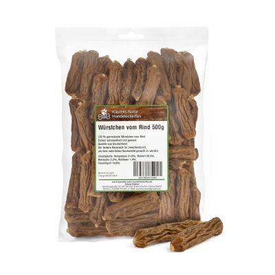 Kaureks Natur Hundeleckerlies Würstchen vom Rind 500g