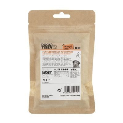 Thumbnail 2: Dogs'n Tiger Adult, Junior Hunde Snacks, Wunderkind, Leckerlies, 100% gefriergetrocknetes Entenbrustfilet, 5x 70g