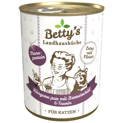 Thumbnail 1: Betty's Landhausküche Katzennassfutter Känguru PUR mit Borretschöl 12x 400g