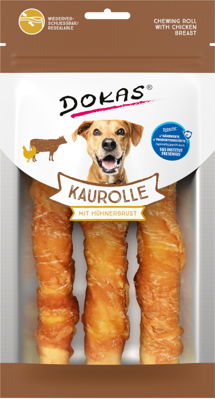 Dokas Kaurolle mit Hühnerbrust Medium Kauartikel für Hunde 6x 150g Multipack
