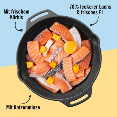 Thumbnail 5: Dogs'n Tiger Adult Katzenfutter, Allerlei, Nassfutter für Katzen, Getreidefrei, Lachs mit Ei & Kürbis, 12x 125g