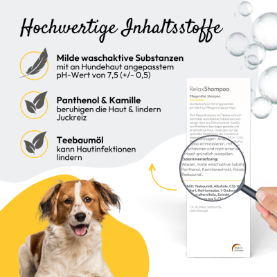 Thumbnail 4: PHA PetVet - PHA RelaxShampoo für Hunde 250 ml - für glänzendes Fell, leichte Kämmbarkeit - reinigt Haut & Fell mit angepasstem pH-Wert - hautfreundlich