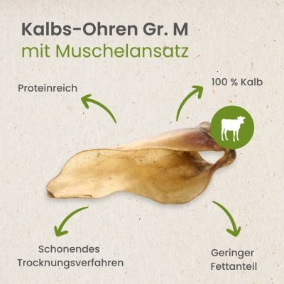 Thumbnail 4: kauartikel.com Kalbs-Ohren Gr. M mit Muschelansatz - Hunde-Kauartikel - Hunde-Snack - Kausnack - Kälber-Leckerli  (Rind)