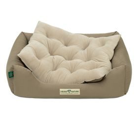 HOUND&NATURE SET: Hundebett ZÜRICH S taupe + wasserfestem Fleece-Matratzenüberzug