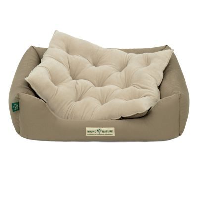 HOUND&NATURE Hundebett ZÜRICH S taupe + wasserfestem Fleece-Matratzenüberzug