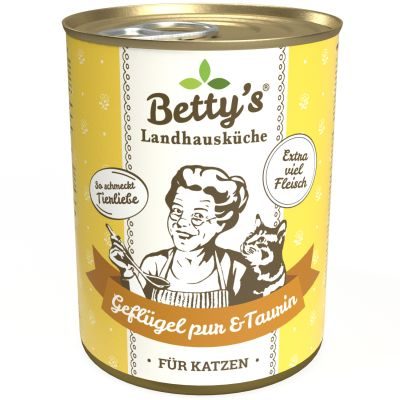 Thumbnail 1: Betty's Landhausküche Diätfutter für Katzen mit Geflügel PUR 12x 400g
