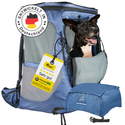 Thumbnail 1: Wanderpfote Hunderucksack bis 12kg - Modell Daypack, Größe M, Blau - Premium Rucksack für kleine bis mittelgroße Hunde