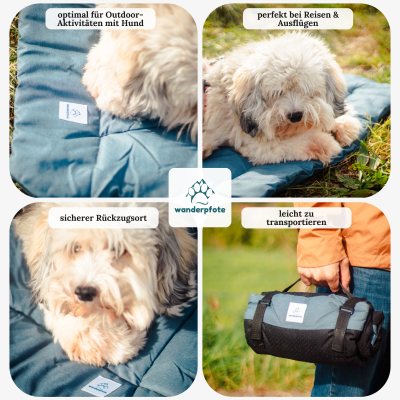 Wanderpfote Hundedecke für Unterwegs, 110 x 80cm – Waschbar, Orthopädisch, Wasserdicht – Hochwertiges Design – Hundedecke Outdoor