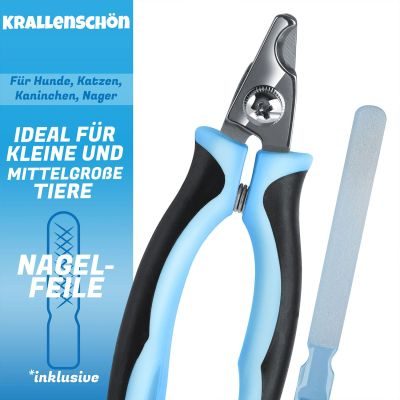 Thumbnail 5: BluePet Krallenschere klein, ergonomisch für Hunde, Katzen, Kaninchen & Kleintiere I Schneidekopf angewinkelt für enge Krallen I Krallenschneider inkl. Feile
