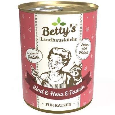 Thumbnail 1: Betty's Landhausküche Katzennassfutter Rind & Herz 12x 400g