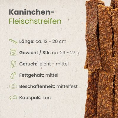 Thumbnail 3: kauartikel.com Kaninchen-Fleischstreifen - Hunde-Kauartikel - Hunde-Snack - Hypoallergen-Kausnack - Hasen-Leckerli