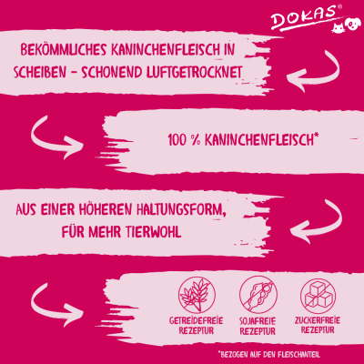 Thumbnail 3: Dokas Kaninchenfleisch getrocknet für Hunde 12x 70g Multipack