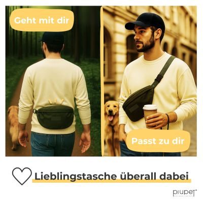 Thumbnail 6: PIUPET Leckerlitasche für Hunde I Stylische & wasserdichte Gassitasche I Bauch- & Umhängetasche I 3 Fächer I Grün