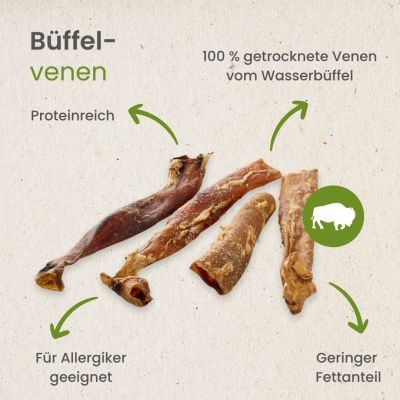 Thumbnail 1: kauartikel.com Büffel-Venen - Hunde-Kauartikel - Hunde-Snack - Büffel-Kausnack - Leckerli vom Rind