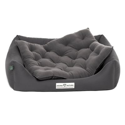 HOUND&NATURE Hundebett ZÜRICH M dunkelgrau + wasserfestem Baumwoll-Matratzenüberzug