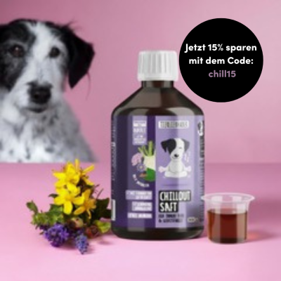 Tierliebhaber Chilloutsaft für Hunde - Natürliche Beruhigungshilfe für Hunde