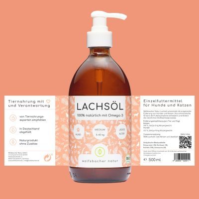 Thumbnail 7: Wolfsbacher Natur Natürliches Lachsöl für Hunde & Katzen 500ml