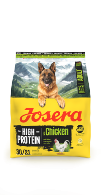 Josera Adult High Protein Chicken, glutenfreies, proteinreiches Trockenfutter für ausgewachsene Hunde, 900g