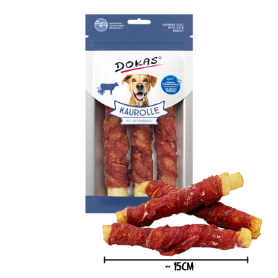 Thumbnail 3: Dokas Kaurolle mit Entenbrust Medium Kauartikel für Hunde 6x 150g Multipack