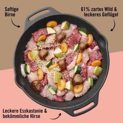 Thumbnail 2: Dogs'n Tiger Adult Hundefutter, Sonntagsjäger, Hunde Nassfutter, Wild, Geflügel, Birne, Hirse & Karotte, 12x 800g