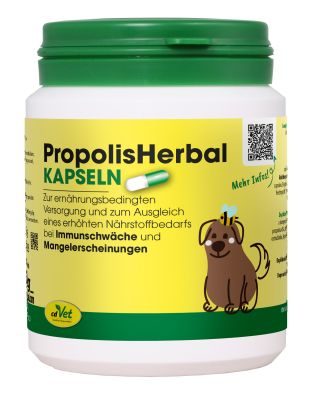 cdVet PropolisHerbal 100 Kapseln – Natürliche Nahrungsergänzung mit Propolis für Hunde, Katzen & Pferde