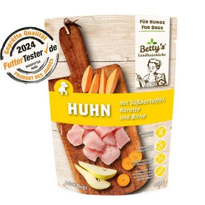 Thumbnail 1: Betty's Landhausküche Hundenassfutter Huhn und Süßkartoffel 10x 300g im Frischebeutel