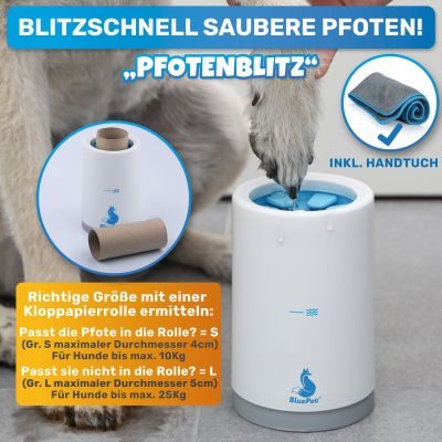 Thumbnail 19: BluePet Pfoten- und Krallenpflege Sparset: Krallenschere und Krallenfeile, Pfotenreiniger "PfotenBlitz" Waschanlage mit MicrofaserTuch- und Pfotenbalsam