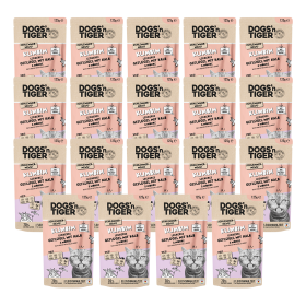 Dogs'n Tiger Adult Katzenfutter, Klimbim, Nassfutter für Katzen, Getreidefrei, Geflügel, Kalb mit Karotte, 24x125g