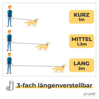 Thumbnail 4: PIUPET Hundeleine 2m | 3-Fach Längenverstellbar | Für Große, Kleine und Mittelgroße Hunde | Leine I Beige