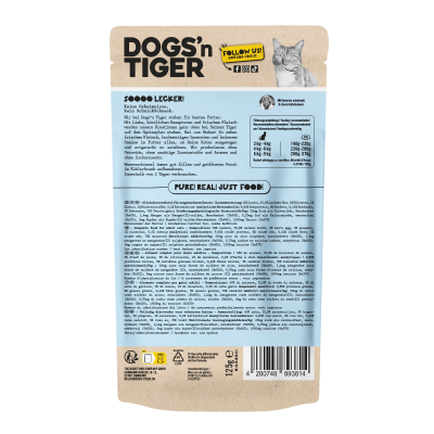 Thumbnail 2: Dogs'n Tiger Adult Katzenfutter, Allerlei, Nassfutter für Katzen, Getreidefrei, Lachs mit Ei & Kürbis, 12x 125g